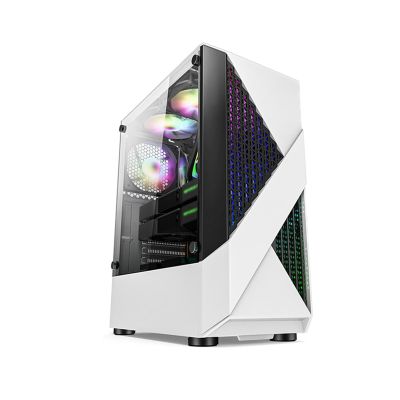 ARrase PC Gaming Case,Mid-Tower ATX/M-ATX/ITX Case,Pre-Installed with 6 Fans,USB3.0,Tempered Glass Side Panel,Supports Water Cooling,Easy Cable Management (Color : White), 18648