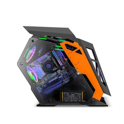 ARrase Game Case,Steel Structure Pc Case, Mid-Tower M-ATX ITX Case,5x120mm Fan Case,Tempered Glass Side Panel,Suitable for Home Gaming and Office Use (Color : Black), 18648
