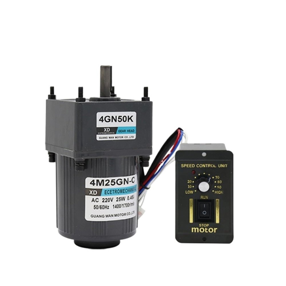 220V AC Gear Variable Speed Motor 25W Single-phase Asynchronous Motor with Governor/Speed Control Unit can Reverse (Size : 30rpm with Bracket)