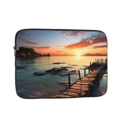 NONHAI Seascape Sunset Ocean Beach Laptop Sleeve Case 17 inch Laptop Bag Shockproof Protective Notebook Case Computer Carrying Bag Case, Black