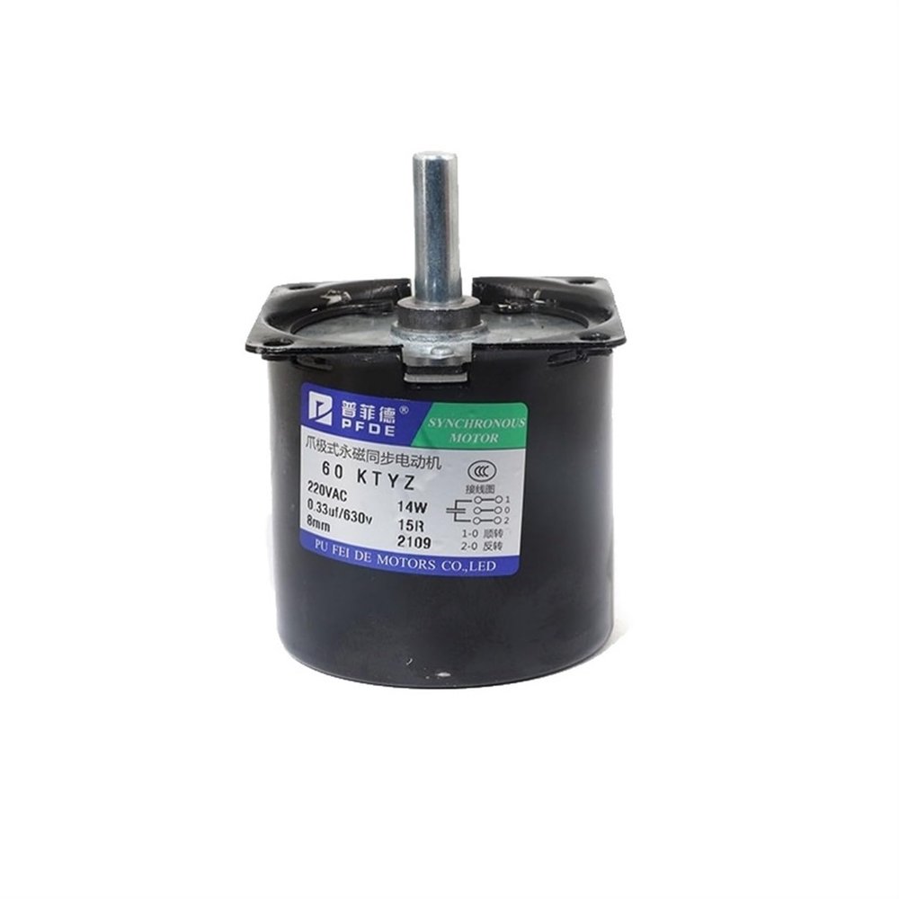 AC Motor 220V 14W 60KTYZ Permanent Magnetic Synchronism Motor Center Shaft 8mm 2.5/5/10/15rpm with Bracket Electric Bike Motor (Size : 10rpm)