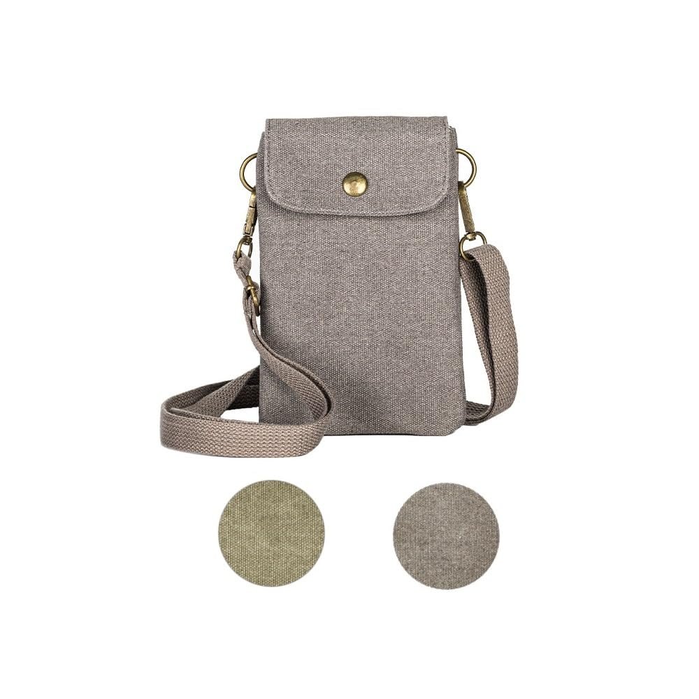 For Galaxy S25 Ultra,S24 Plus,A56/A14 Universal Small Canvas Crossbody Bag Pack Cell Phone Purse Wallet 4.7-7.2 inch Phones Adjustable Shoulder Strap for iPhone Air 17 16 Pro Max,Huawei/Sony (Grey)