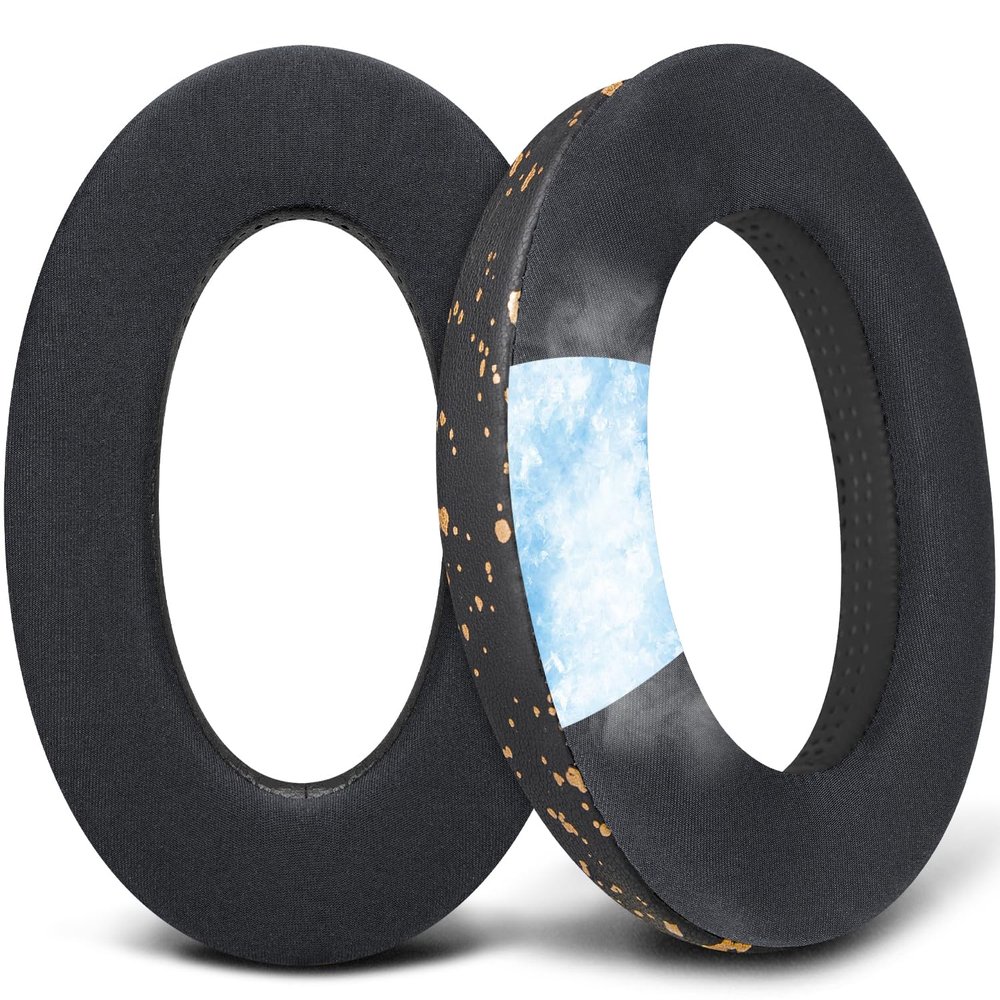 SOULWIT Ear Pads for Sennheiser HD599/HD598/SE/CS/SR/HD595/HD569/HD560S/Game Zero/G4ME Zero, Earpads Cushions for PC37X/PC38X/PC350/PXC350/PXE350/PC360/HD380/HD380 Pro- Black Gold