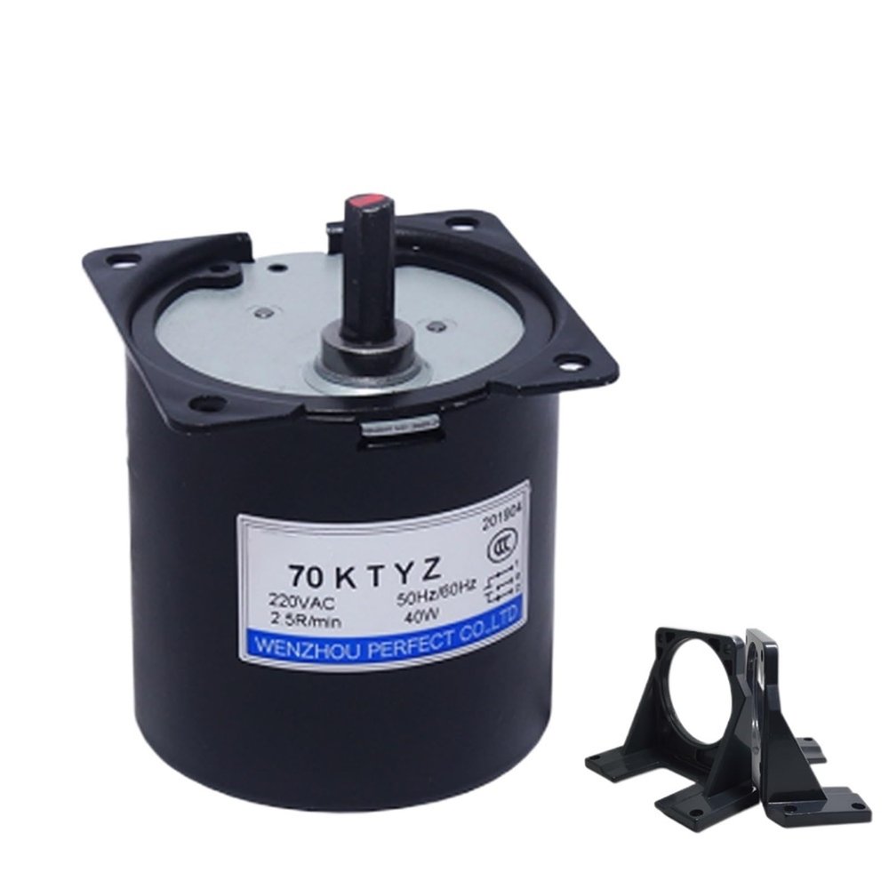 220V AC 40W Gear Motor 70KTYZ Permanent Magnetic Synchronism Motor 2.5RPM 5RPM 10RPM 15RPM 20RPM 30RPM 40RPM 50RPM 60RPM bracket (Size : 50rpm no bracket)