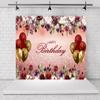 10x10ft Happy Birthday Backdrop Burgundy Flowers Rose Gold Glitter Bokeh Balloons Photography Background for Women Girls Birthday Party Decorations Supplies Photo Booth Backdrops view 2