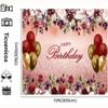 10x10ft Happy Birthday Backdrop Burgundy Flowers Rose Gold Glitter Bokeh Balloons Photography Background for Women Girls Birthday Party Decorations Supplies Photo Booth Backdrops view 4