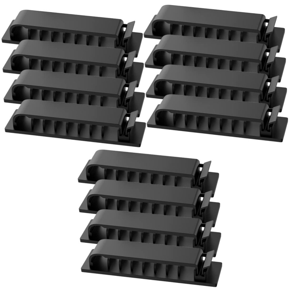 HOMSFOU 12pcs Cable Organizer Clips for Efficient Wire Management Adhesive for Home Office and Car Easy to Install Compact Design for Tidy Spaces