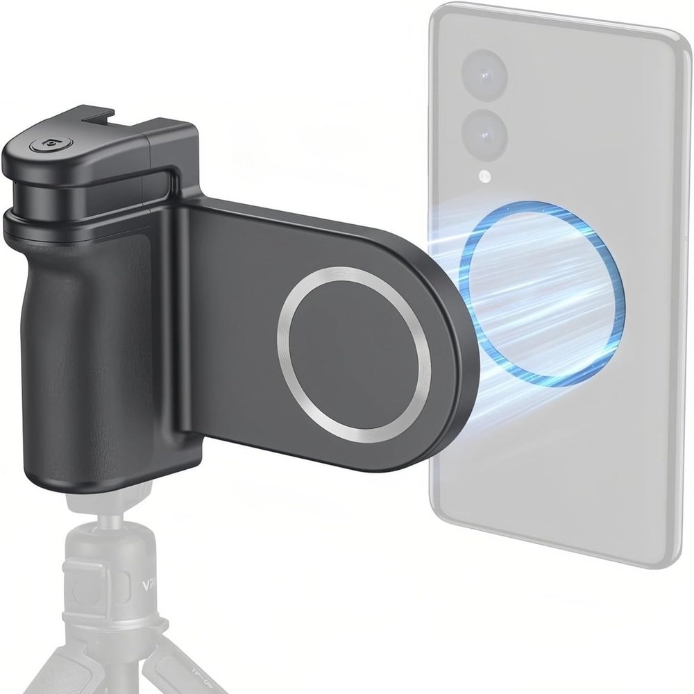 Magnetic Camera Bracket Smartphone Camera Shutter Grip Selfie Handle Grip Tripod Mount w 1/4 Cold Shoe DetachableRemote Compatible for All Phones
