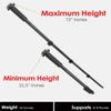 Professional Black 72" Monopod/Unipod (Quick Release) Compatible with Pentax K-70 view 2