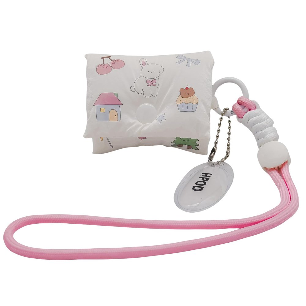 HPOD Compatible with AirPods Case Cover,Fashionable and Trendy Down Cotton Padded Quilted Headphone Bag with Portable Rope for Airpods Pro and Airpods 3 Case (Fun Rabbit)