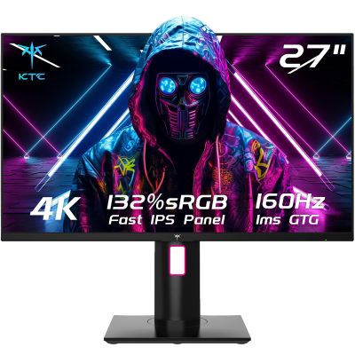 KTC 27" 4K UHD 144Hz Gaming Monitor - Fast IPS Panel 160Hz 1ms GTG, HDR400 132% sRGB, HDMI2.1/DP1.4, VESA Mount, Height/Tilt/Pivot/Swivel Stand, Vertical Monitor Ideal for Gamers, Designers