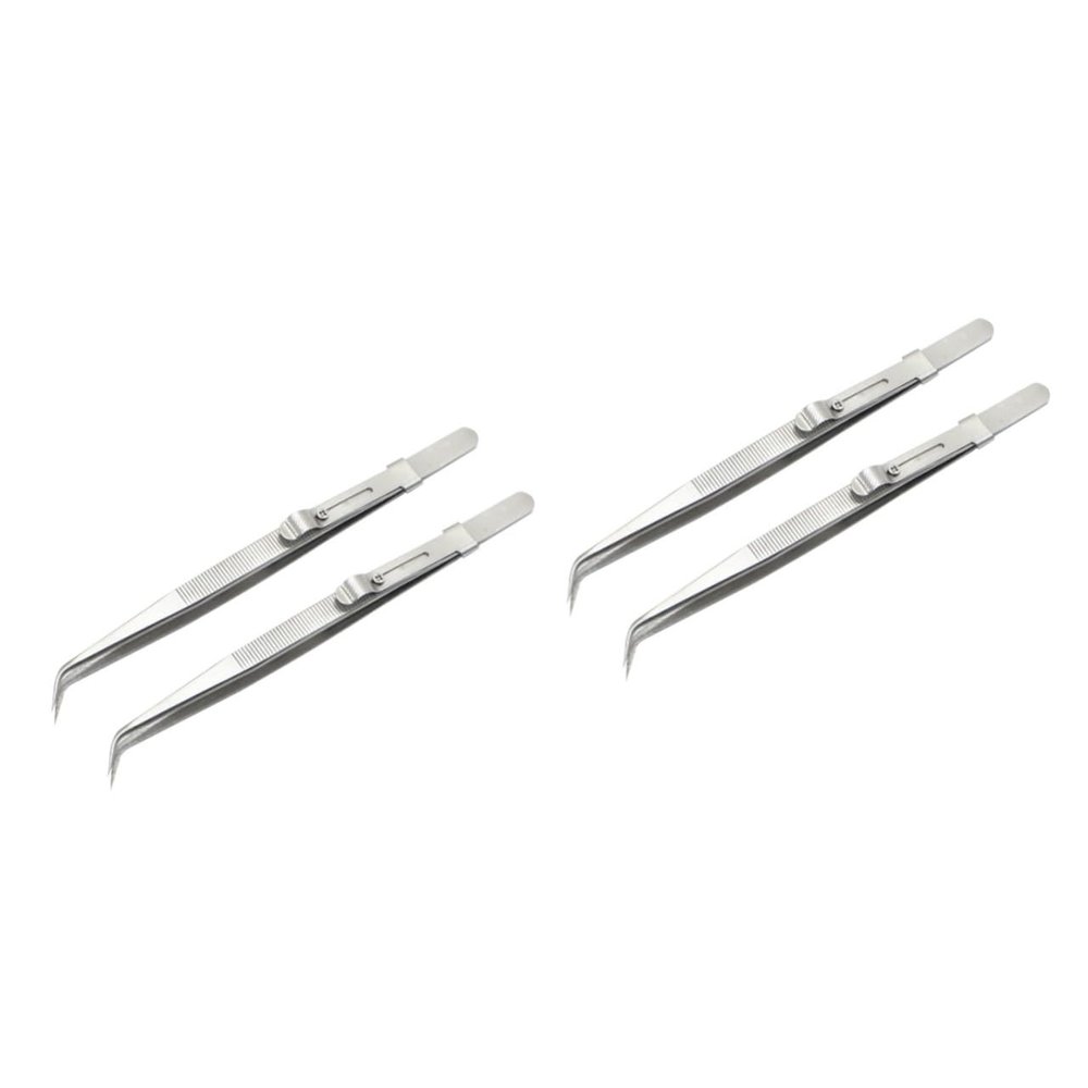 minkissy 4pcs Thickened Pointed Steel Tweezers Set Professional Tweezers Kit for Nail Jewelry Diy Manicure Piercing