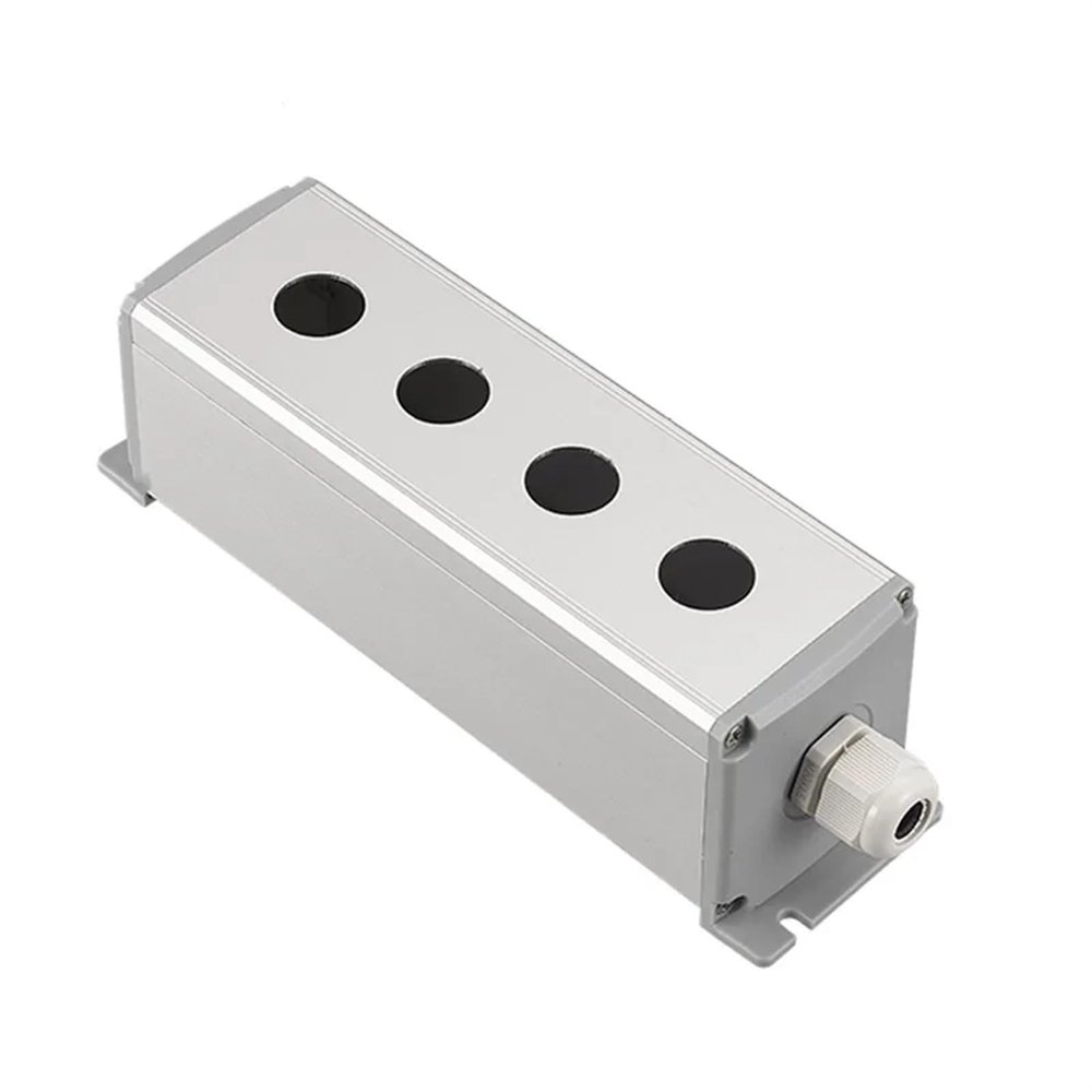 KKFAUS Metal Aluminum Pushbutton Industrial Home Control Switch Box 16mm 19mm 22mm 1/2/3/4/5/6 Holes 45 * 45mm 45 * 65mm (Color : 4Hole, Size : 16mm 45x65mm)
