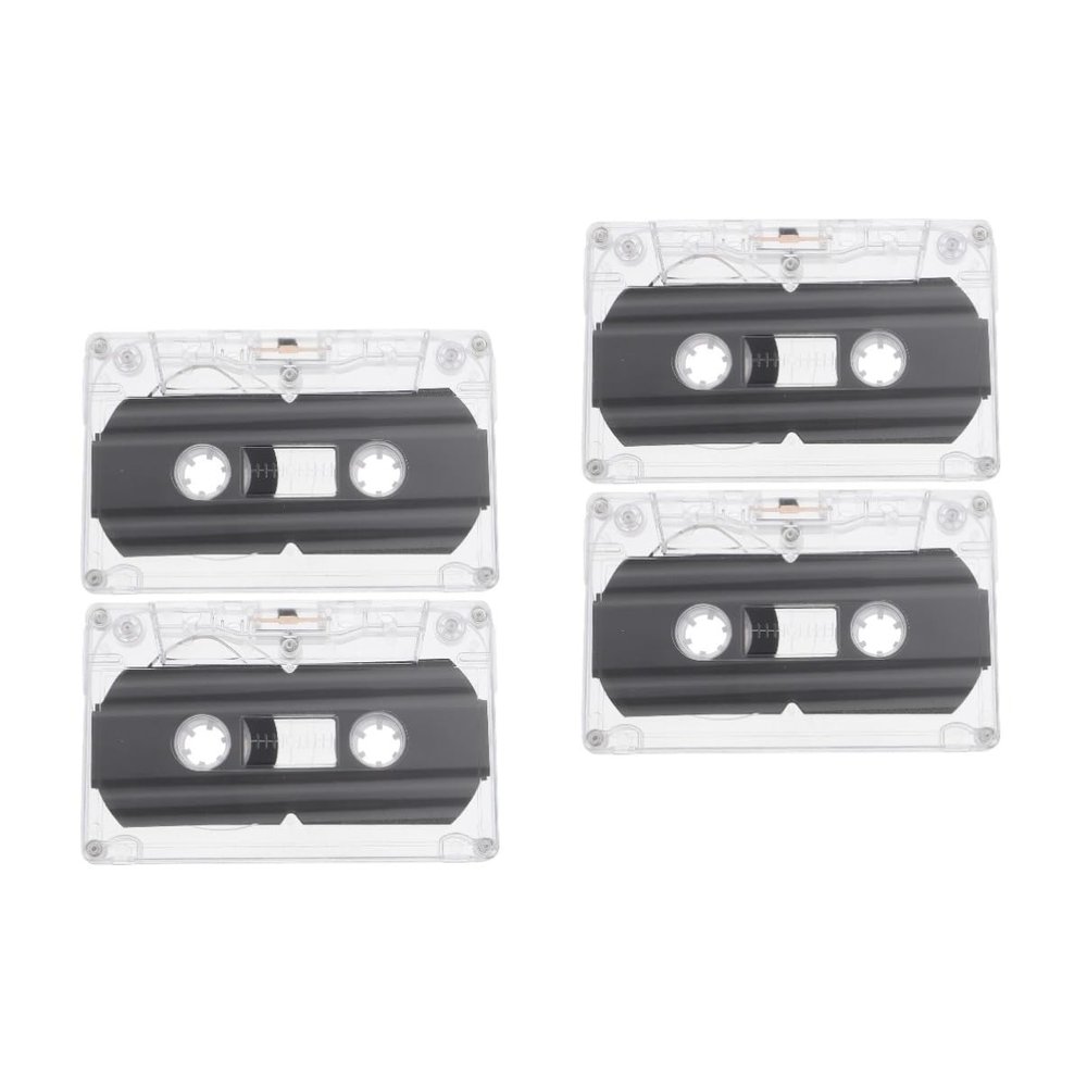 OSALADI 4pcs Low Noise Audio Cassette Tape for Music and Blank Magnetic Tapes Hard Case for Retro Projects and Teaching