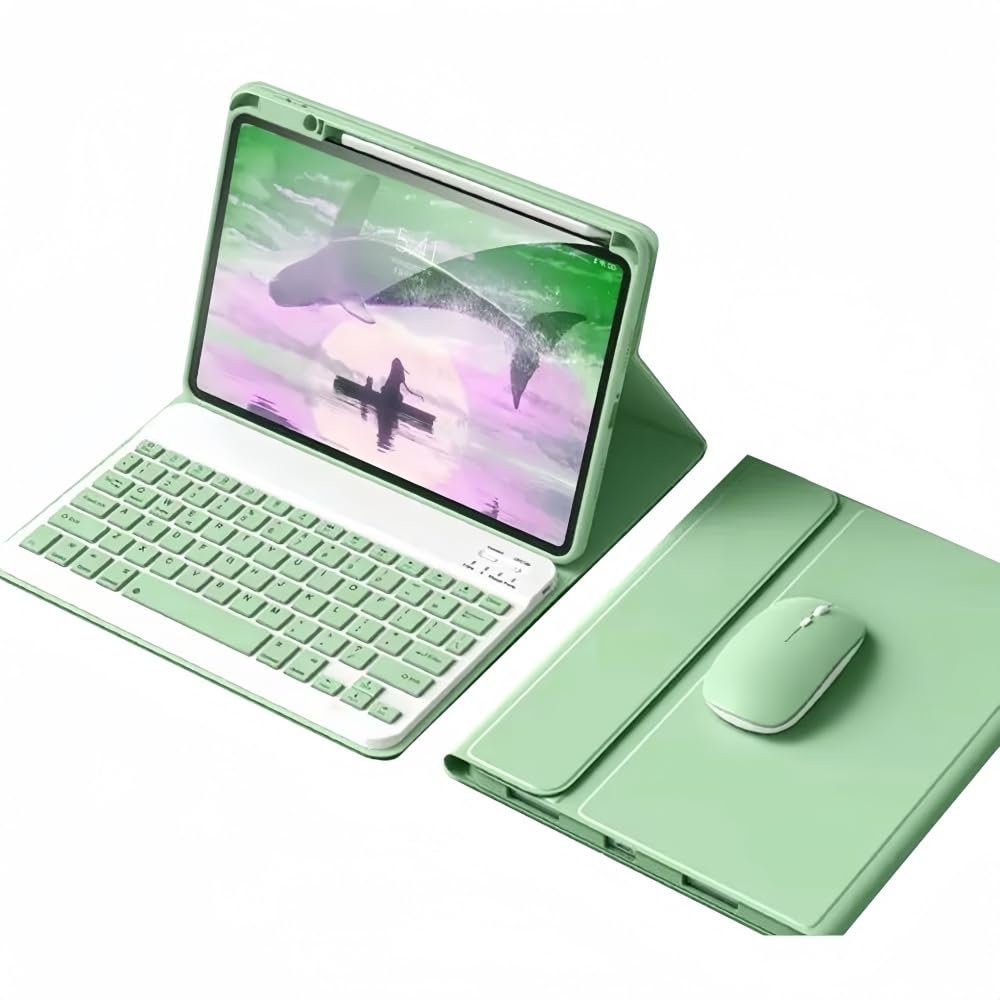 kaidisen Keyboard Case Mouse for iPad A16 11th Gen 2025,iPad 10th Generation 10.9 inch 2022 Detachable Cute Color Keyboard Case with Pencil Holder,Mint Green