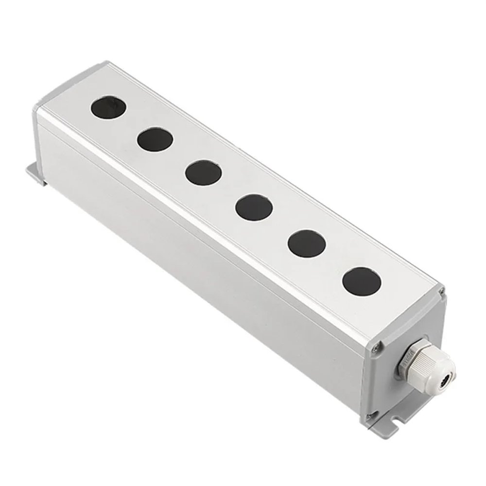 KKFAUS Metal Aluminum Pushbutton Industrial Home Control Switch Box 16mm 19mm 22mm 1/2/3/4/5/6 Holes 45 * 45mm 45 * 65mm (Color : 6Hole, Size : 19mm 45x65mm)