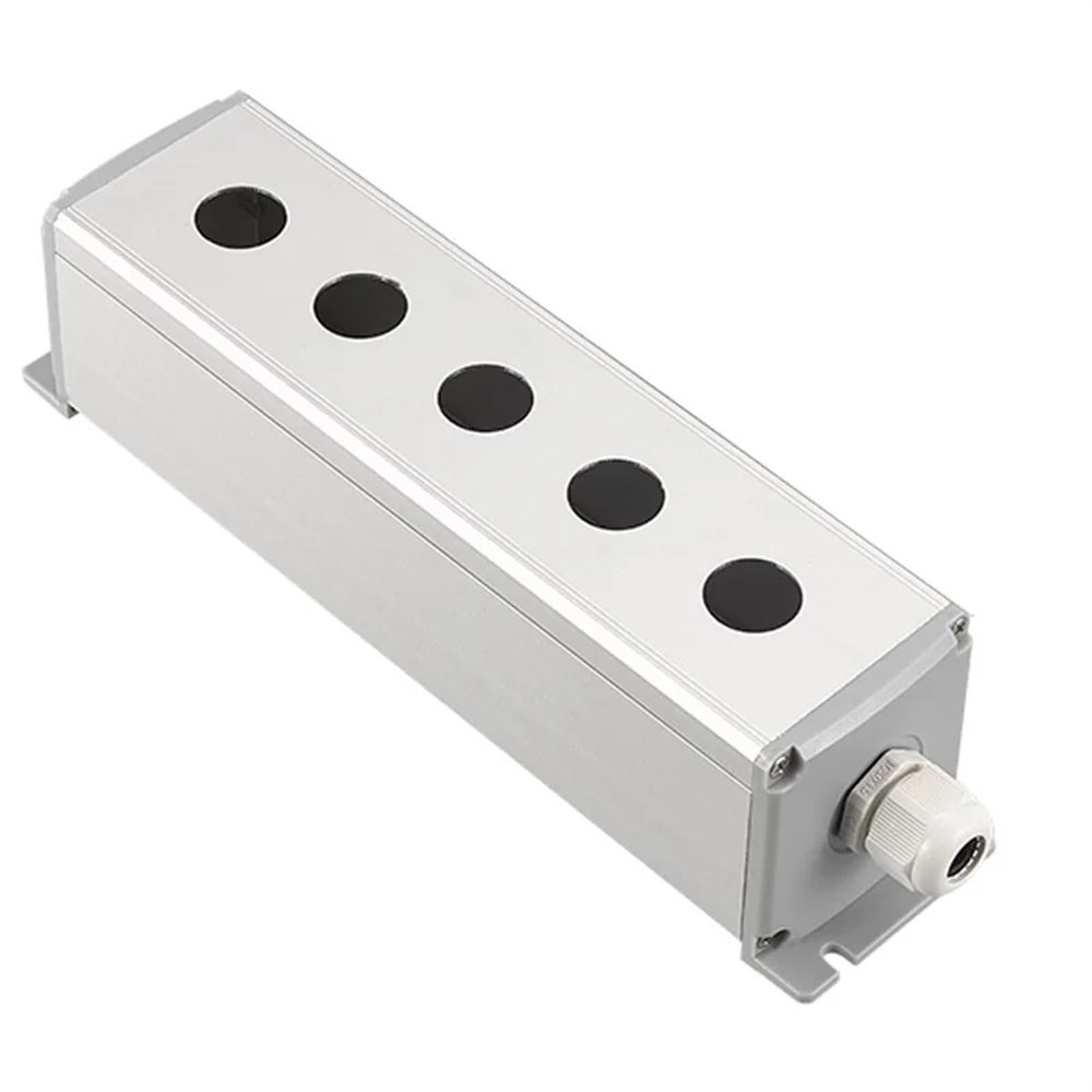 KKFAUS Metal Aluminum Pushbutton Industrial Home Control Switch Box 16mm 19mm 22mm 1/2/3/4/5/6 Holes 45 * 45mm 45 * 65mm (Color : 5Hole, Size : 19mm 45x65mm)