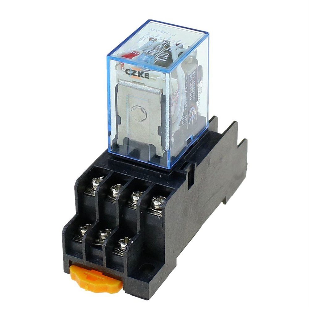 KKFAUS Intermediate Relay HH54P MY4NJ Micro Small Electromagnetic Relay AC/DC 12V 24V AC110V 220V 380V with 14 pins Socket Base PYF14A (Size : DC 12V)