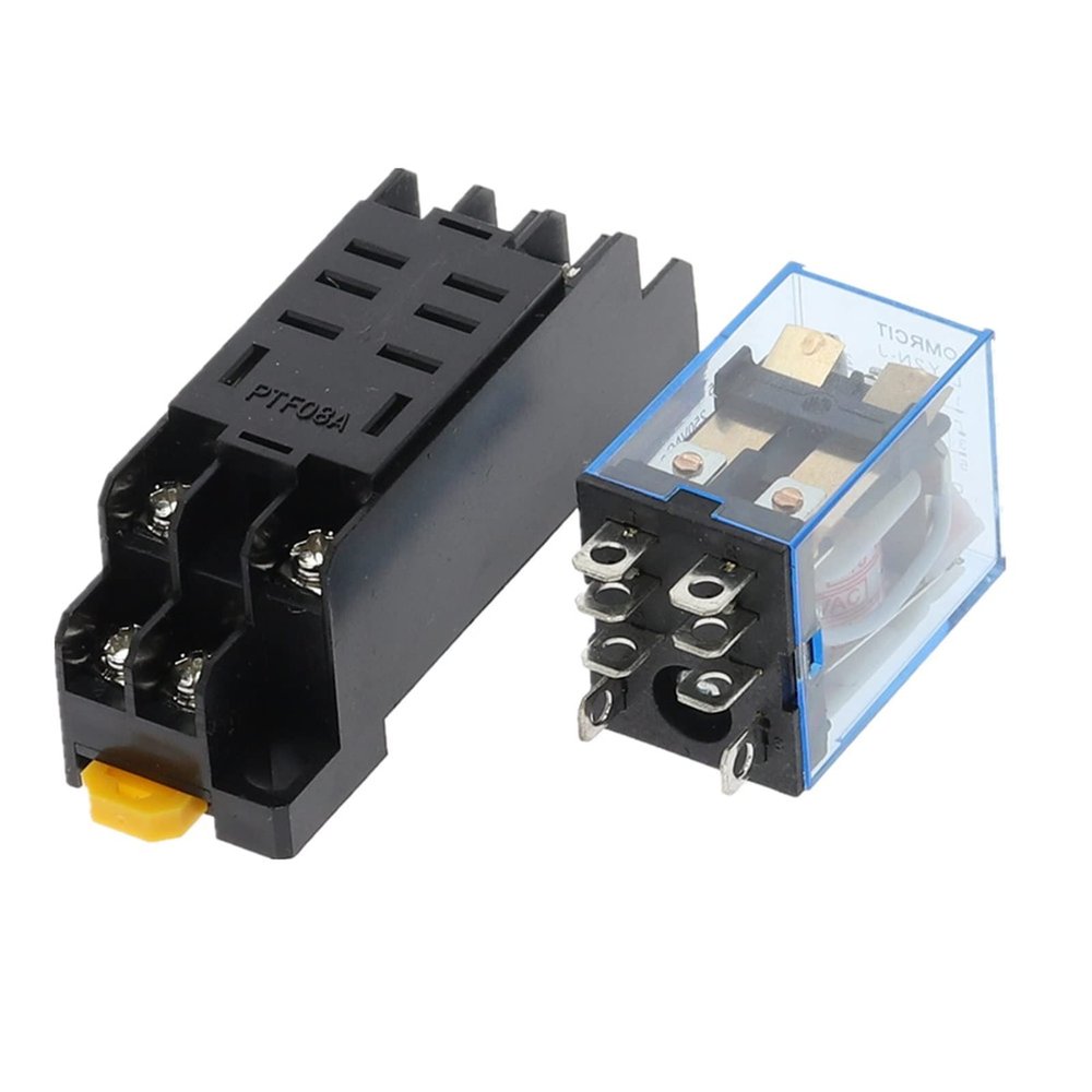 KKFAUS 12V 24V 36V 110V 220V 380V DC/AC 10A 8PIN Coil Power Relay DPDT LY2NJ HH62P HHC68A-2Z with Socket Base (Size : DC 24V)