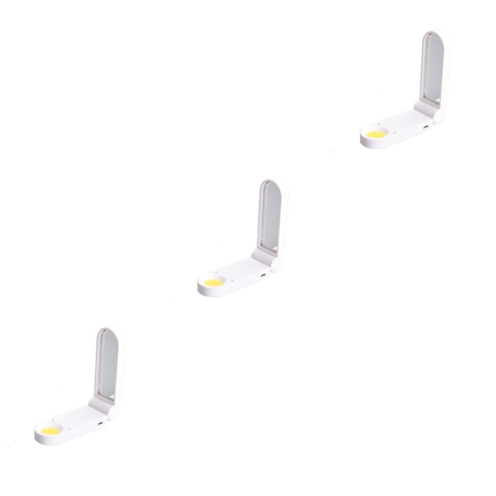 NOLITOY 3pcs Portable USB Rechargeable Makeup Mirror Led Light Foldable Design for Home Travel Compact Night Lamp and Cosmetic Tool White