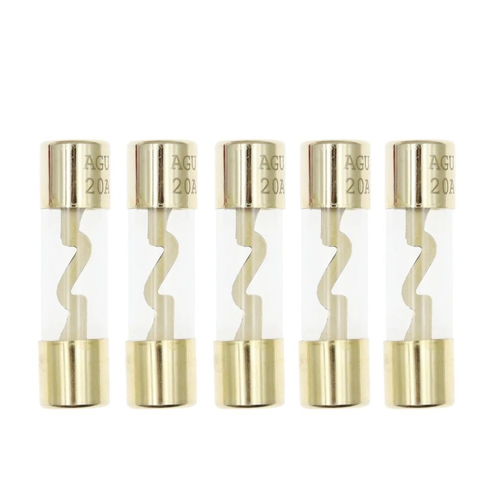 5PCS 10 * 38MM Gold Plated Glass AGU Fuse Fuses Pack Car A-dio Amp Amplifier 10A 15A 20A 25A 30A 40A 50A 60A 70A 80A 100A Car Fuse (Size : 25A)