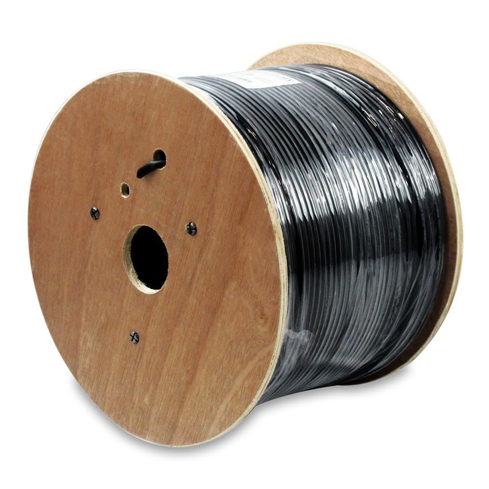 1000 FT CAT 6 Double Jacket CABLE COMMERCIAL GRADE DIRECT BURIAL OUTDOOR UP to 10 Gbps SPEED - Cat6 WIRE Shielded - 1000ft Black
