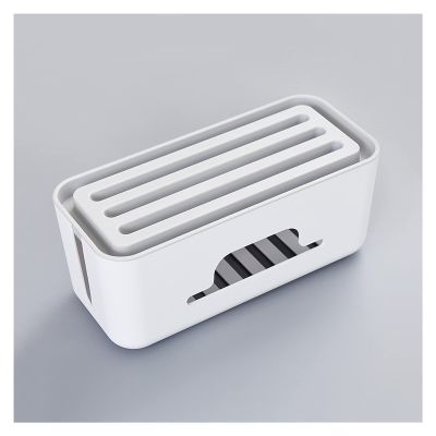 Cable Organizer Box Desktop Power Strip Anti Dust Box Home Wire Management Storage Box with Phone Holder Power Cable Box for Power Strip/Chargers/Adapters, White/Grey Cable Management Box (Color : Wh