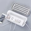 Cable Organizer Box Desktop Power Strip Anti Dust Box Home Wire Management Storage Box with Phone Holder Power Cable Box for Power Strip/Chargers/Adapters, White/Grey Cable Management Box (Color : Wh view 4