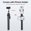 ULANZI MT-70 Extendable Tripod, 63" Selfie Stick Vlog Tripod Stand with 2 Phone Clips as Teleprompter, 360 Rotate Camera Holder for iPhone, Sony, Canon, DJI Osmo Nano, Lightweight for Travel, Black view 2