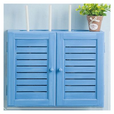 Cable Organizer Box Wall-Mounted Perforation-Free Set-top Box Router Storage Box Wooden Frame Household Power Distribution Box Cover Shielded Router Cable Cable Management Box (Color : Bigblue Mug,