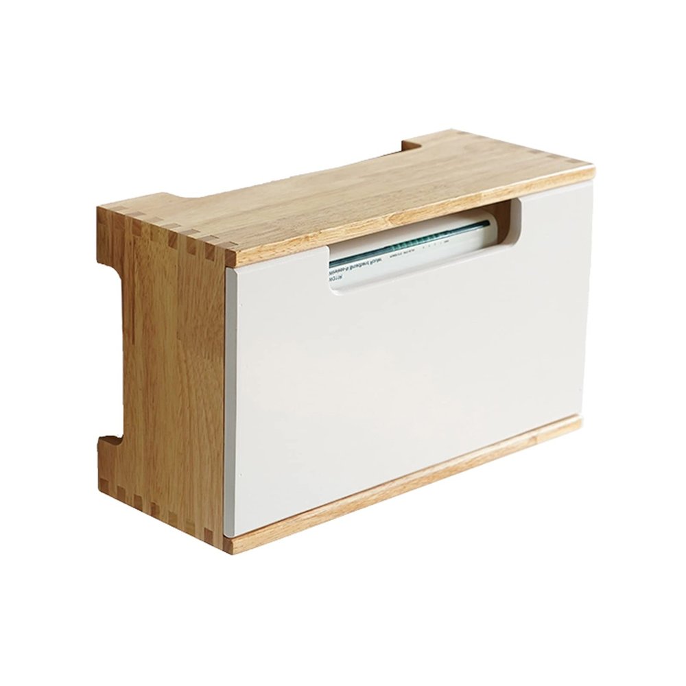 WAOCEO Cable Organizer Box Wall-Mounted Cable Management Box Punch-Free Wooden Cable Storage Box Organizer Hidden Wall Switches and Sockets Cable Box with Spring Hinge Cable Management Box