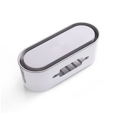 WAOCEO Cable Organizer Box Socket Power Strip Storage Box Desk Cable Management Solution Cord Organizer Box, ABS Material, Top Groove and Non-Slip Foot Pad Cable Management Box (Color : White)