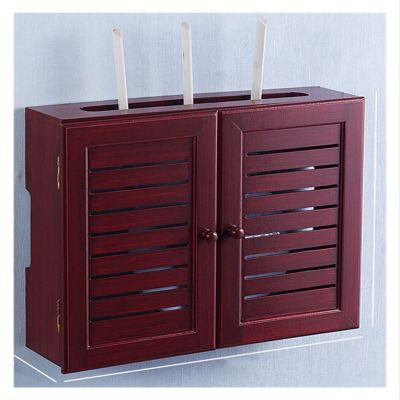 Cable Organizer Box Wall-Mounted Perforation-Free Set-top Box Router Storage Box Wooden Frame Household Power Distribution Box Cover Shielded Router Cable Cable Management Box (Color : Red, Size : S