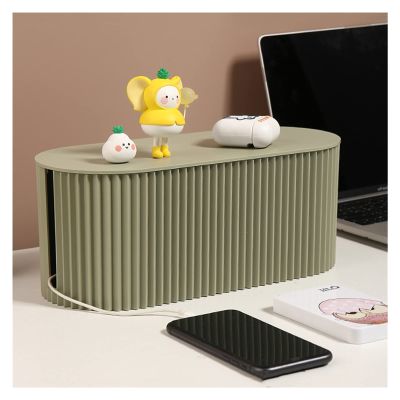Cable Organizer Box Large Capacity Socket Wire Storage Box Desktop Hider Cord Organizer Box Stylish Cord Organizer for Home and Office, Water Ripples Box Body Cable Management Box (Color : Green, Si