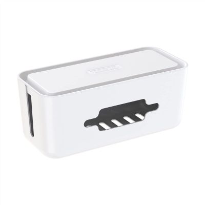Cable Organizer Box Cable Manager Box Hard Plastic Desktop Cable Management Box with Cover for Home Office Cable Winder Storage Cable Management Box (Color : Large White)