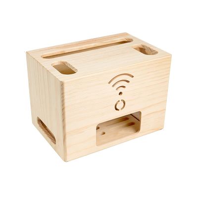 Cable Organizer Box Wooden Power Cable Box Wireless Router Rack Home Office Power Strip Storage Box Double-Layer Cable Management Box, Hide Wires&Power Stripsc Cable Management Box (Size : Pine)