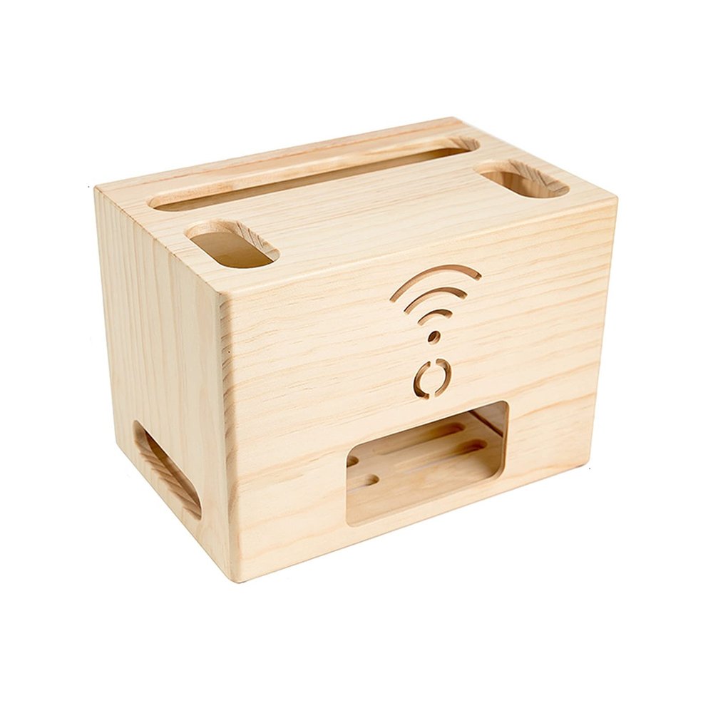 Cable Organizer Box Wooden Power Cable Box Wireless Router Rack Home Office Power Strip Storage Box Double-Layer Cable Management Box, Hide Wires&Power Stripsc Cable Management Box (Size : Pine)
