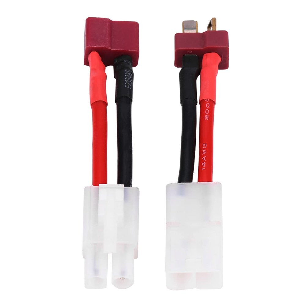 JOROBURO 2Pcs Set T Plug Male to Female Cable, Power Adapter RC Receiver T Plug Cable Adapter, 14AWG Deans to Adapter T Style Deans Connector Adapter Stecker T Plug Female Male Adapter Cable