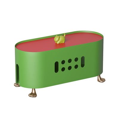 Cable Organizer Box Creative Cable Management Box Oval Cord Organizer Box with Cat Cover Stylish Hider Cord Organizer Box to Hide Wires Power Strips Electrical Cord Cable Management Box (Color : Gree
