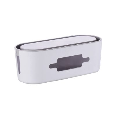 Cable Organizer Box Desktop Power Strip Storage Box Hider Cord Organizer Box Simple Cable Organizer Hides Messy Loose Tangled Cables Power Strips or Surge Protectors Cable Management Box (Color : WHI