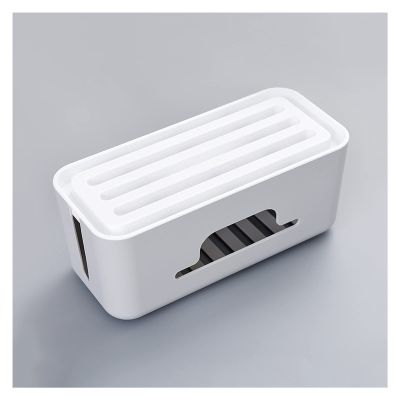 Cable Organizer Box Desktop Power Strip Anti Dust Box Home Wire Management Storage Box with Phone Holder Power Cable Box for Power Strip/Chargers/Adapters, White/Grey Cable Management Box ( Color : Gr