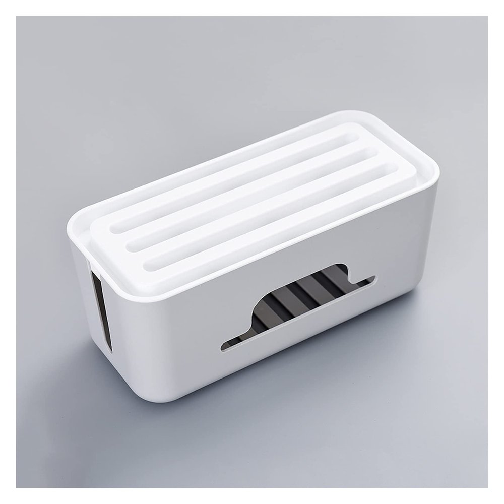 Cable Organizer Box Desktop Power Strip Anti Dust Box Home Wire Management Storage Box with Phone Holder Power Cable Box for Power Strip/Chargers/Adapters, White/Grey Cable Management Box ( Color : Gr