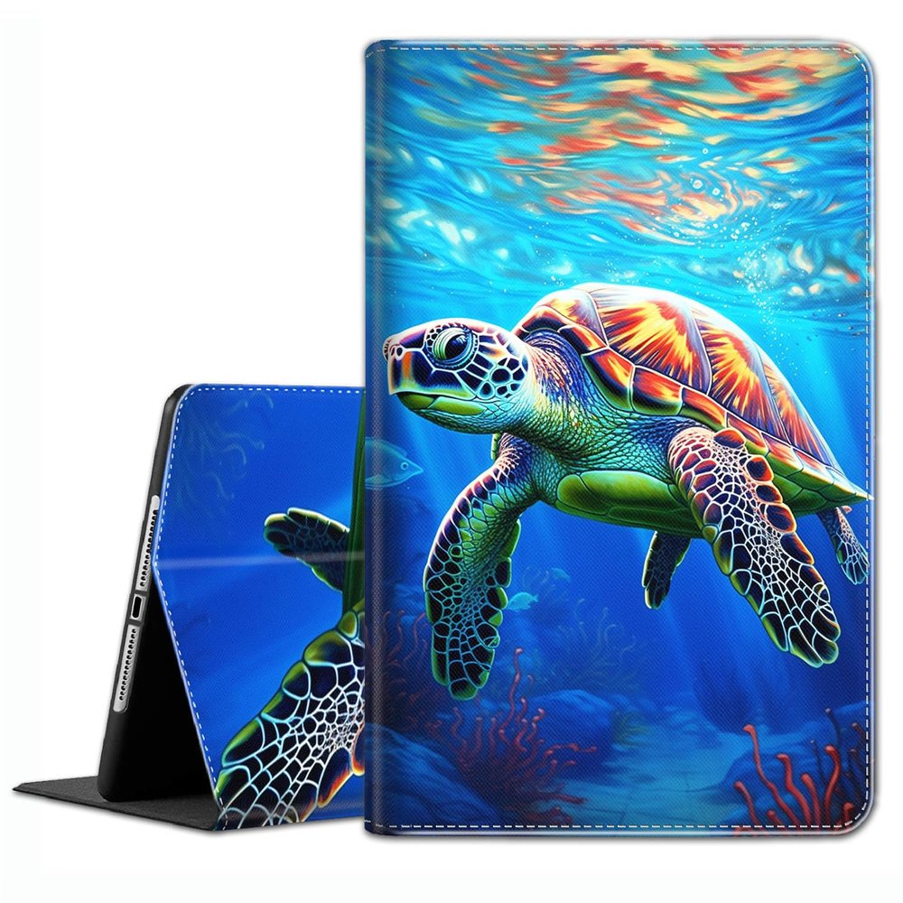 Case for Samsung Galaxy Tab S8 2022/Tab S7 2020 11 Inch (Model SM-X700/X706/T870/T875/T878) - Slim Fit Standing Cover with Auto Sleep/WakeDeep Sea, Sea Turtle