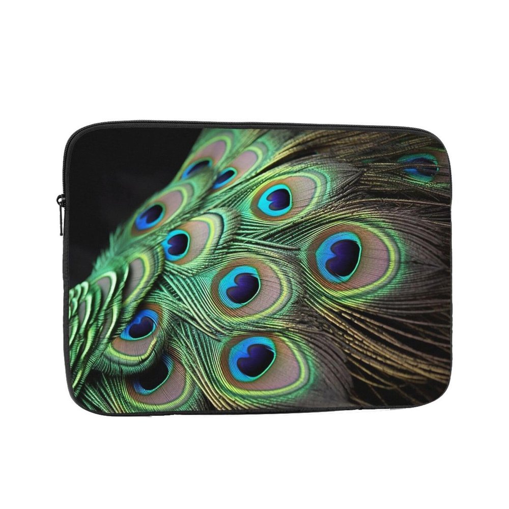 Green Peacock Feather Laptop Sleeve Case 13 inch Laptop Bag Shockproof Protective Notebook Case Computer Carrying Bag Case