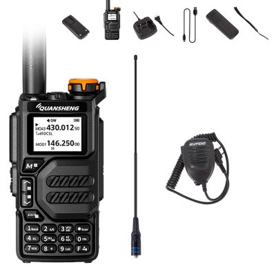 Quansheng UV-K5 Radio USB-C Charging Dual Band Two Way Radio Long Range for Adult 5W Long Range Handheld Radio NOAA Scrambler/DTMF One Key Copy with 771 Antenna and Speaker Mic