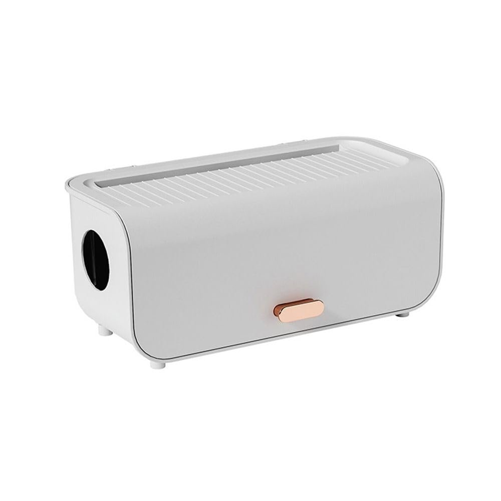 1PCS Cable Storage Box,Plastic Router Board Bracket Power Line Storage Case Cable Winder Organizer(White)