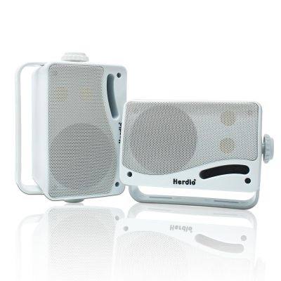 Herdio 3.5" Outdoor Bluetooth Speakers Wired Waterproof, 200W 3 Way Upgrade Premium Wall Mount Speakers, Durable Mountable Loud Sound System for Patio Indoor Deck Garage (White Pair)