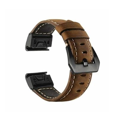 Genuine Leather Strap fit for Garmin Fenix 7X Pro 6X 5X 8X 8 Plus Tactix 7 AMOLED Epix Pro 51mm Enduro 2 Quickfit 26mm Release Strap (Color : Brown Black, Size : 26mm)