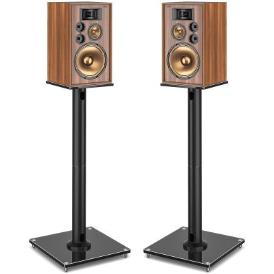 YOMT Universal Speaker Stands Pair for Surround Sound, 28 Inch Floor Speaker Stands with Cable Management Holds 22lbs Bookshelf Speaker Satellite Speaker, 1 Pair