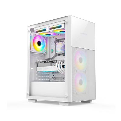 ARrase Computer Gaming Case,Mid-Tower ATX/Micro-ATX/Mini-ITX,Water-Cooled Pc Case,6x120mm Fan Case,Tempered Glass Side Panel Desktop Case (Color : Style 3), 18648